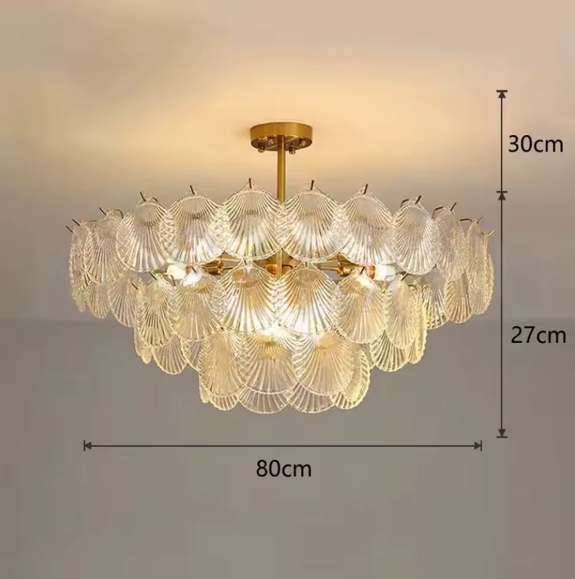 Scallop Shell-Inspired Glass Chandelier 80cm Scallop Shell-Inspired Glass Chandelier 80cm