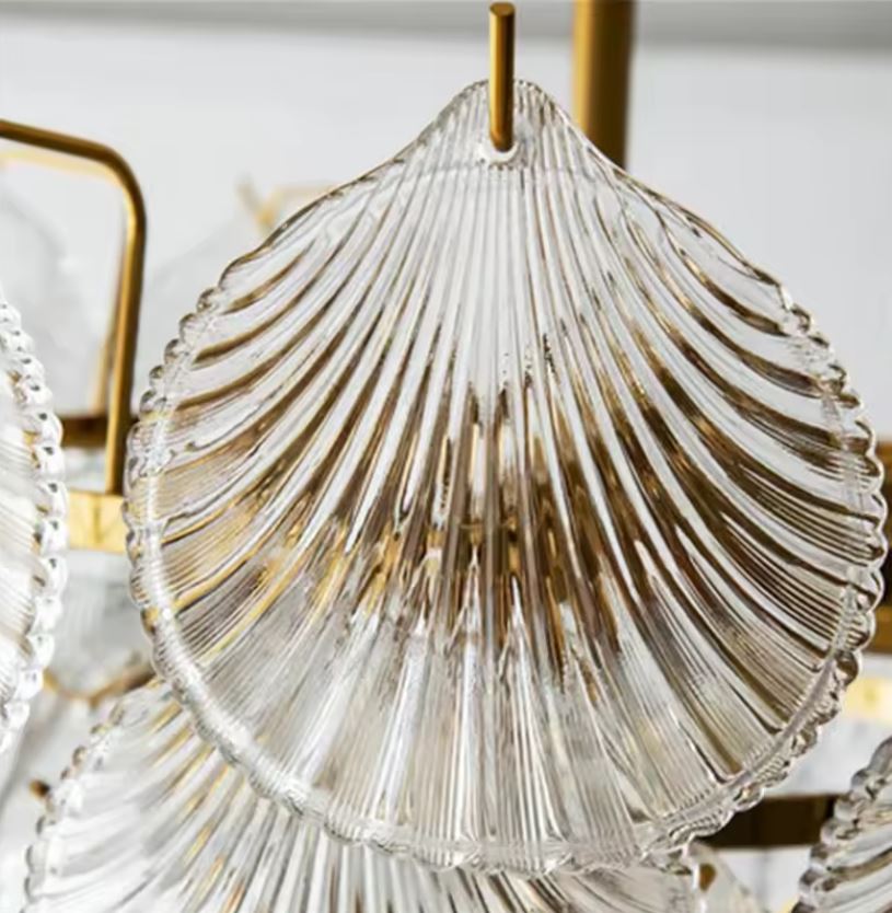 Scallop Shell-Inspired Glass Chandelier Close up