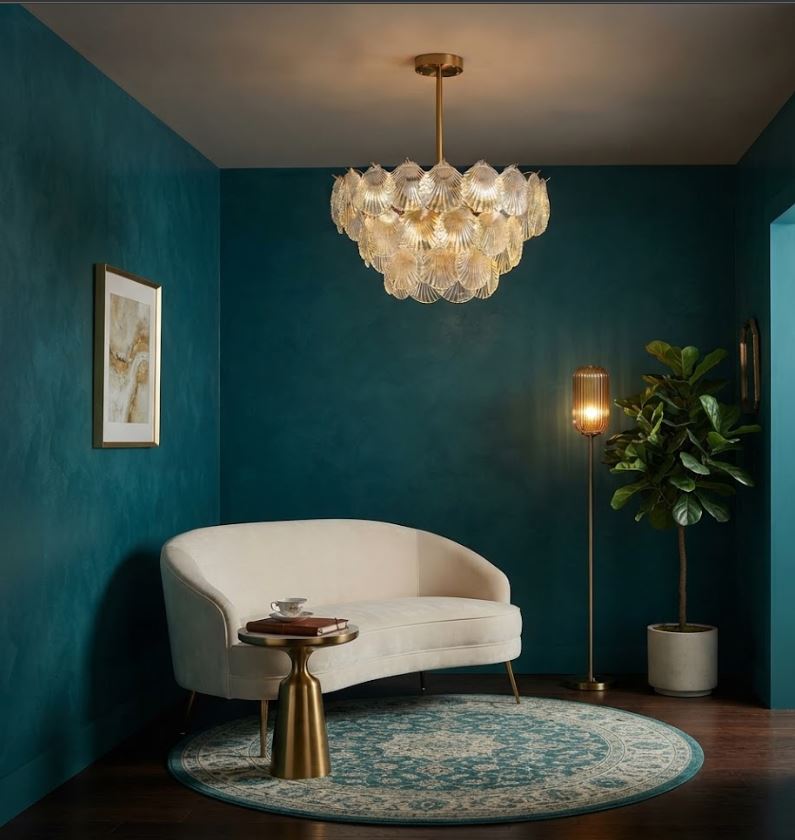 Scallop Shell-Inspired Glass Chandelier small Scallop Shell-Inspired Glass Chandelier small