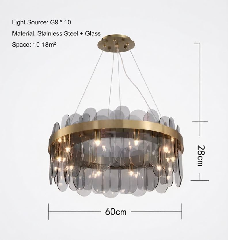Smoky Brushed Brass Ring Chandelier 60cm Smoky Brushed Brass Ring Chandelier 60cm