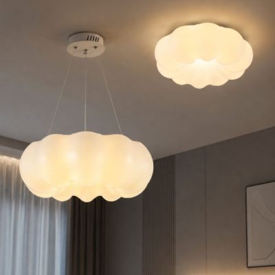 White Cloud Chandelier and Flush Light