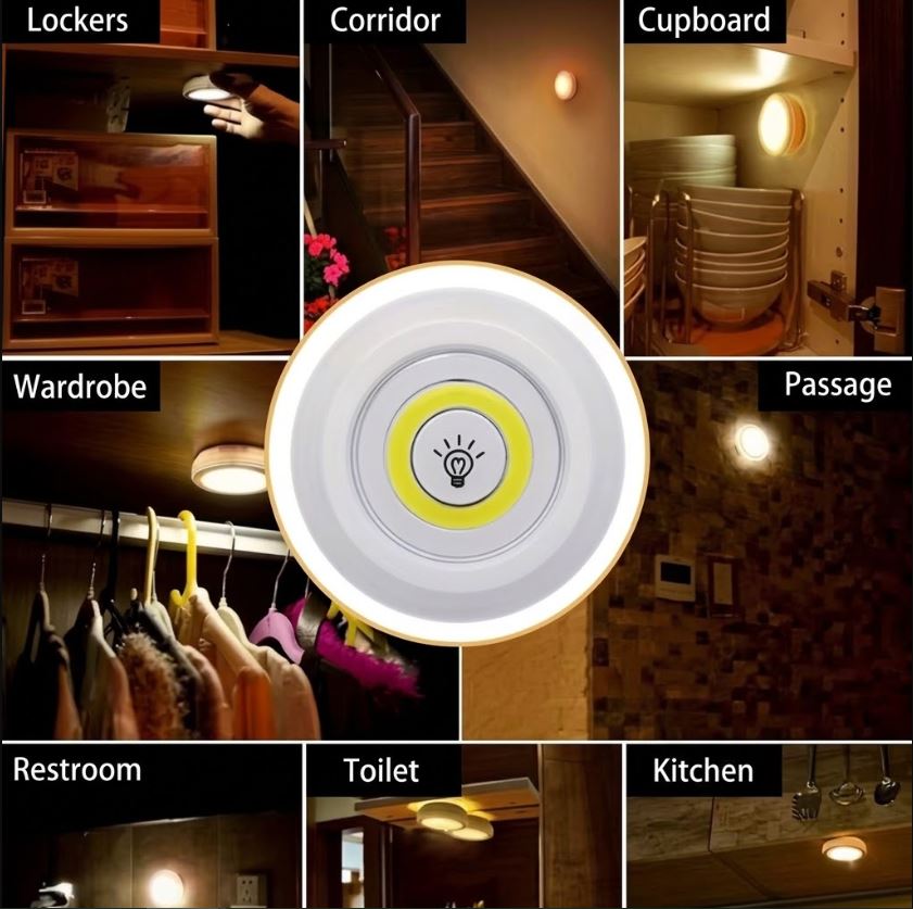 3-Piece Battery-Operated Cabinet Puck Light