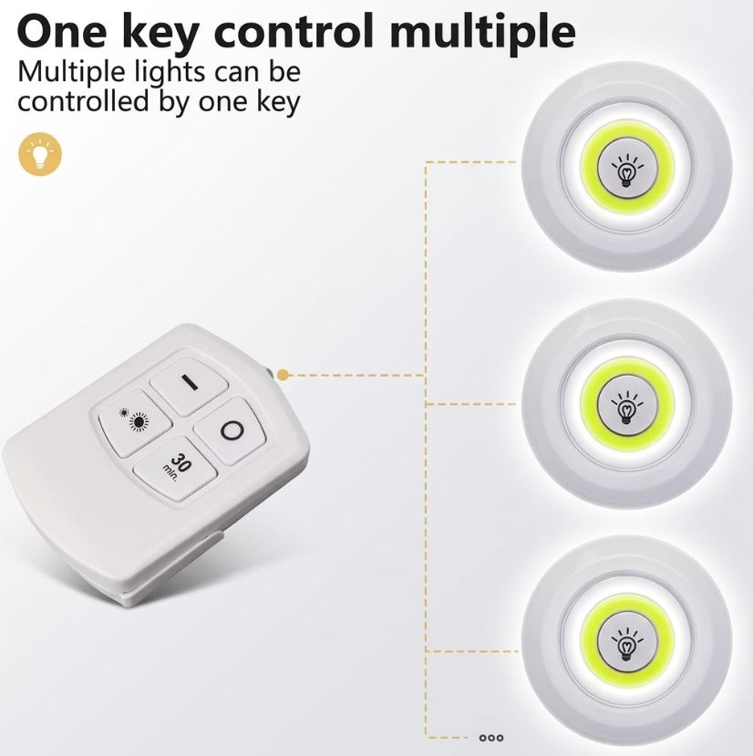 3-Piece Battery-Operated LED Puck Light
