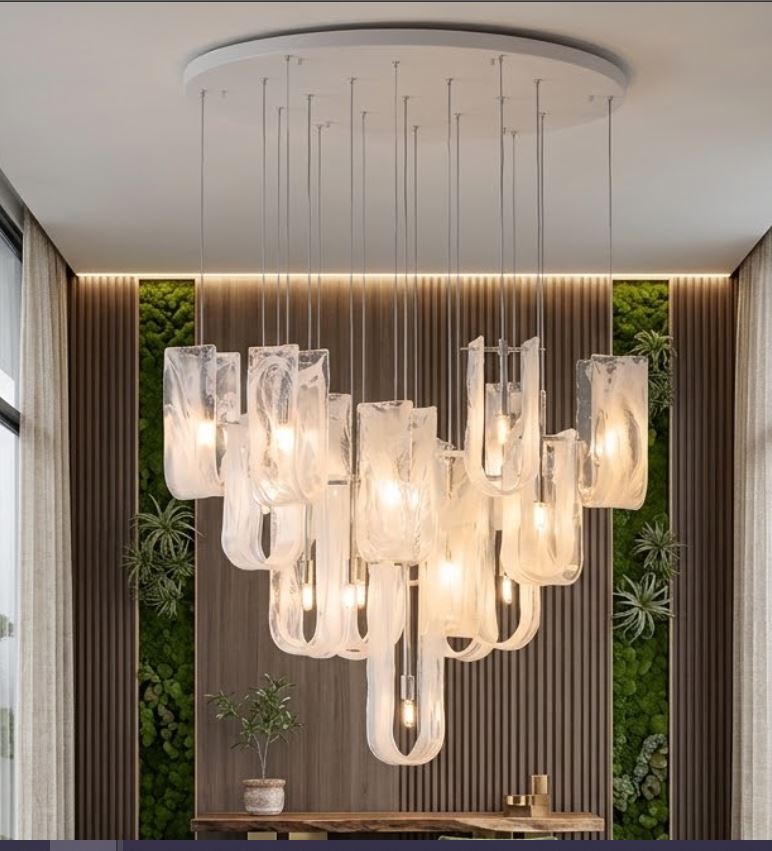 Handmade Textured Glass Chandelier for Dining Handmade Textured Glass Chandelier for Dining